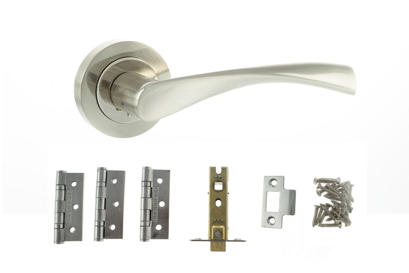 Atlantic Aqua Dorpac (2.5" Latch, 3"x2" Hingesx3) - Satin Nickel/Nickel Plate