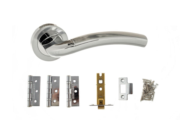 Atlantic Crest Dorpac (2.5" Latch, 3"x2" Hingesx3) - Satin Chrome/Polished Chrome