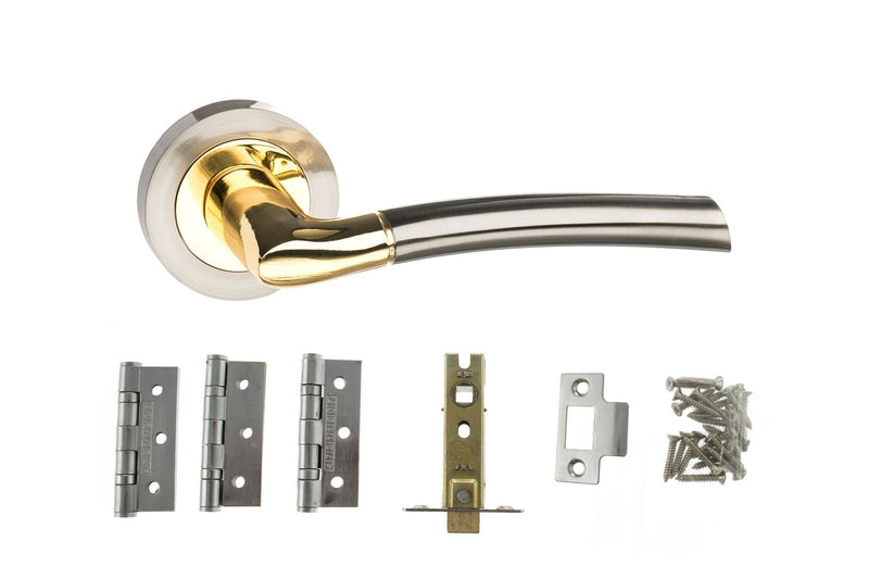 Atlantic Indiana Dorpac (3" Latch, 3"x2" Hingesx3) - Satin Nickel/Polished Brass