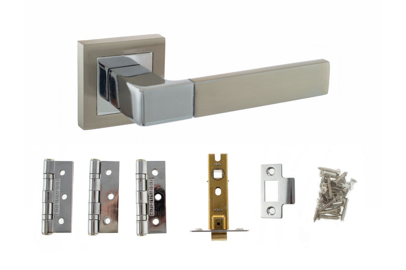 Atlantic Montana Dorpac (2.5" Latch, 3"x2" Hingesx3) - Satin Nickel/Polished Chrome