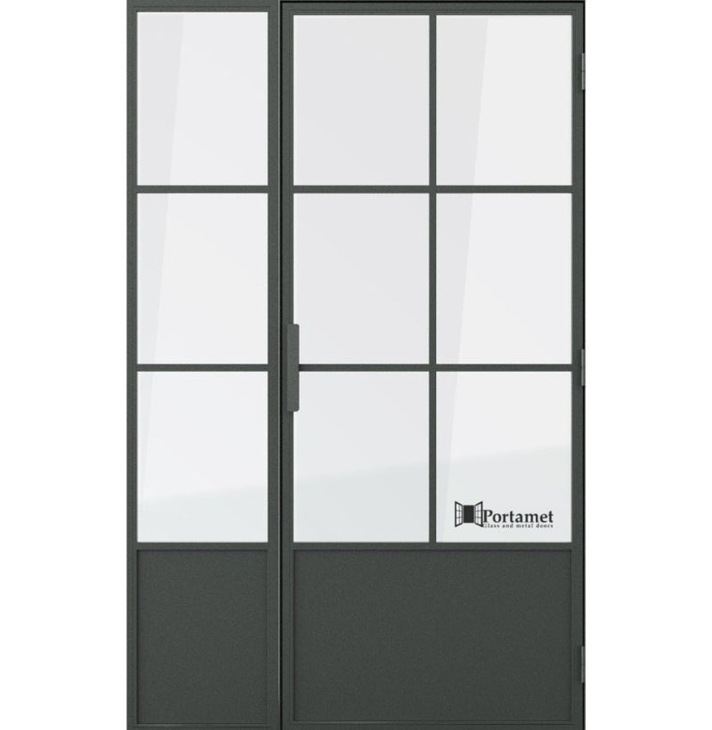 Portamet by Sfarzo - Barcelona Classic Steel Glazed Crittal Style Door with a Fixel Panel