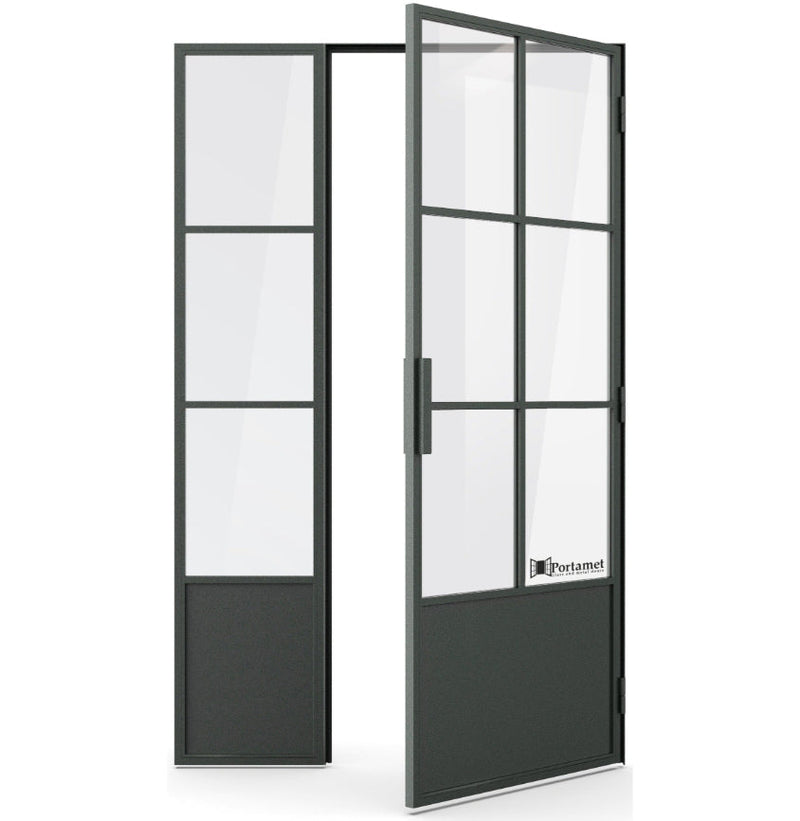 Portamet by Sfarzo - Barcelona Classic Steel Glazed Crittal Style Door with a Fixel Panel