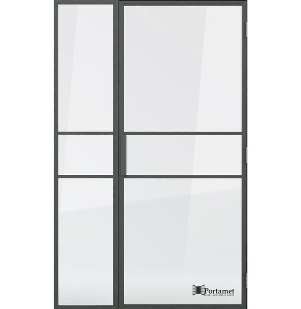 Portamet by Sfarzo - Italia Classic Steel Glazed Crittal Style Door with a Fixel Panel