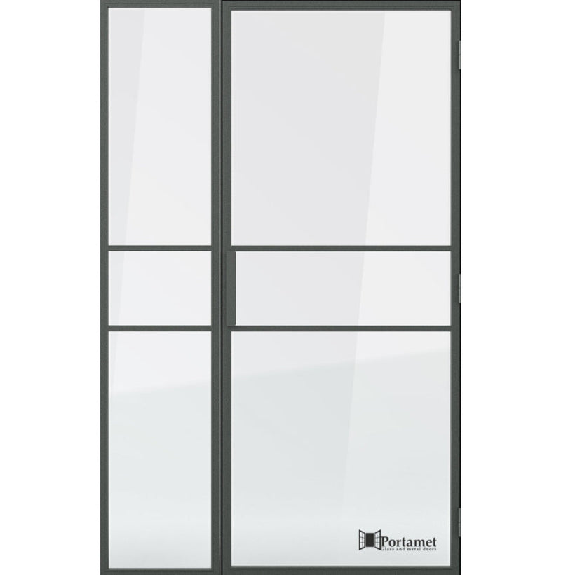 Portamet by Sfarzo - Italia Classic Steel Glazed Crittal Style Door with a Fixel Panel