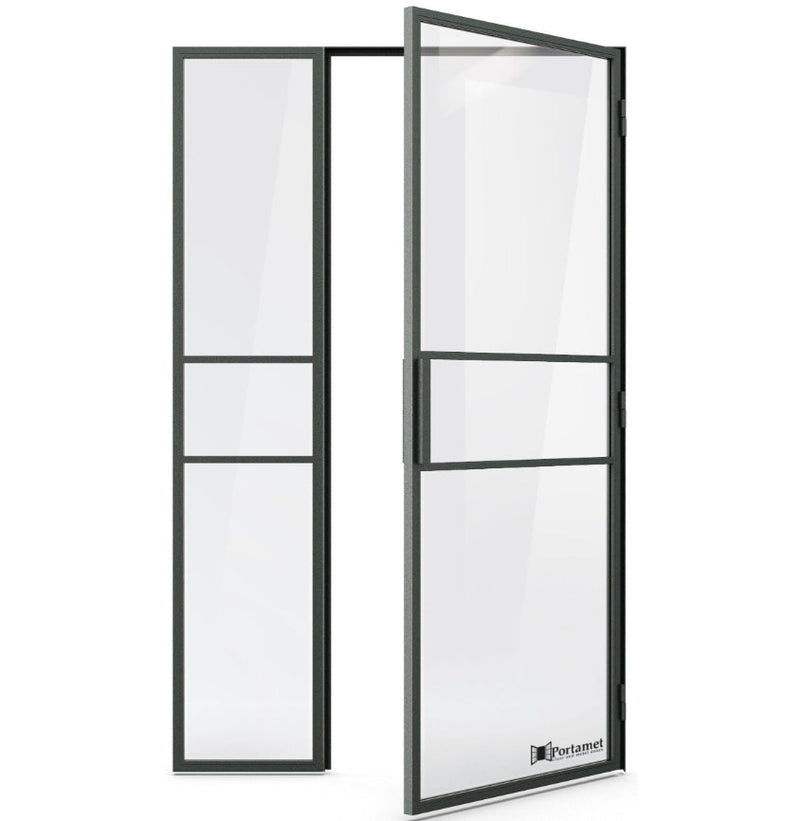 Portamet by Sfarzo - Italia Classic Steel Glazed Crittal Style Door with a Fixel Panel