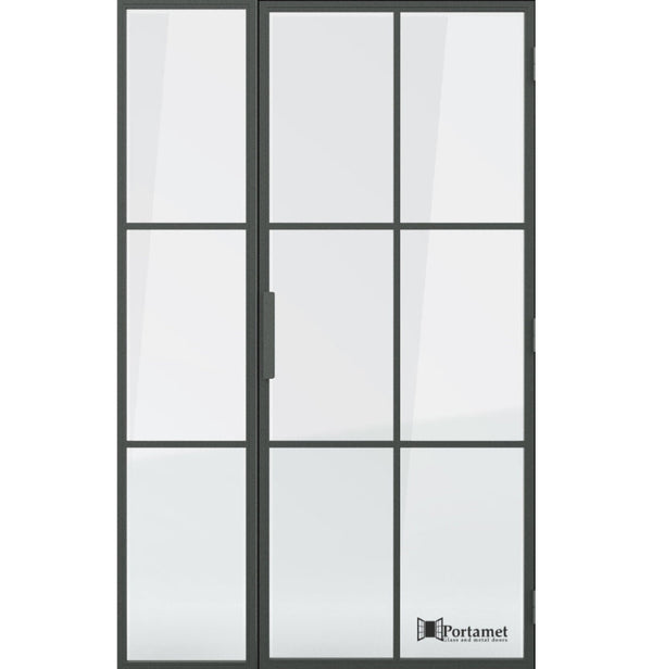 Portamet by Sfarzo - Malmo Classic Steel Glazed Crittal Style Door with a Fixel Panel