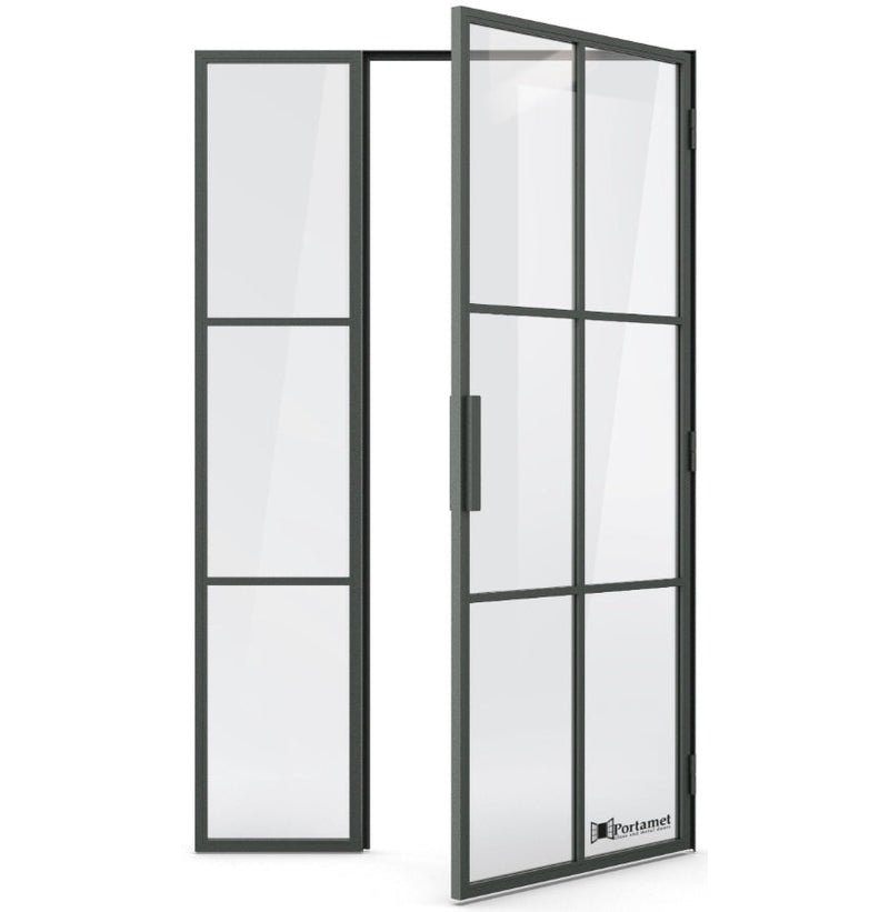 Portamet by Sfarzo - Malmo Classic Steel Glazed Crittal Style Door with a Fixel Panel