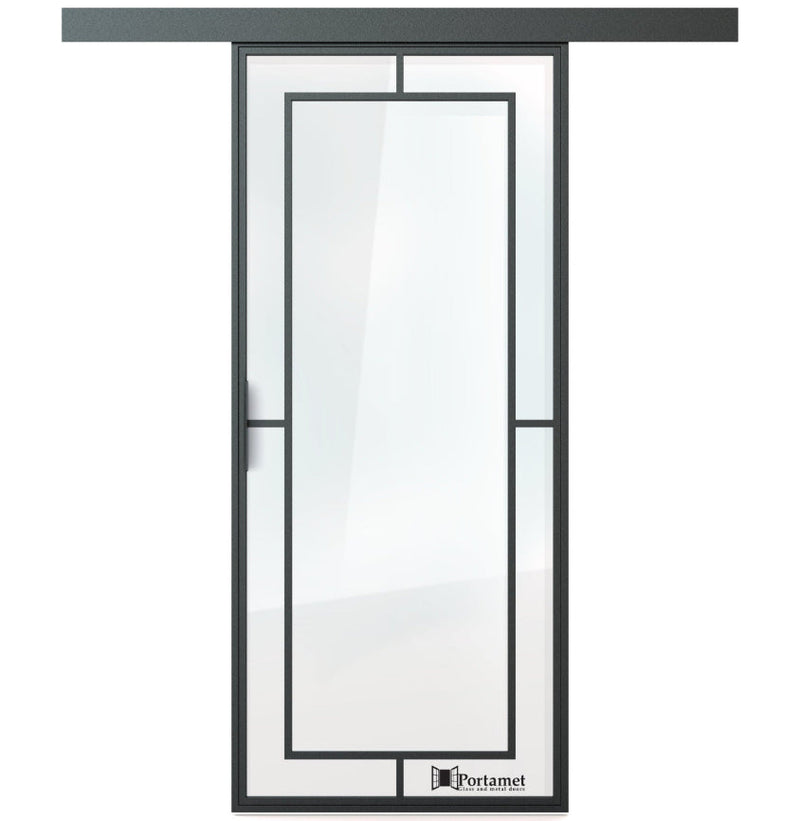 Portamet by Sfarzo - Nero Classic Single Glazed Steel Sliding Door