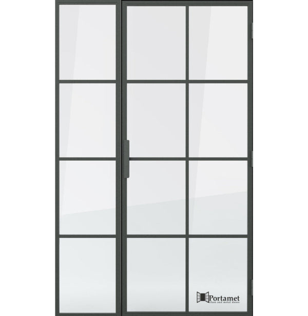 Portamet by Sfarzo - Oslo Classic Steel Glazed Crittal Style Door with a Fixel Panel