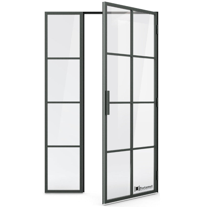 Portamet by Sfarzo - Oslo Classic Steel Glazed Crittal Style Door with a Fixel Panel