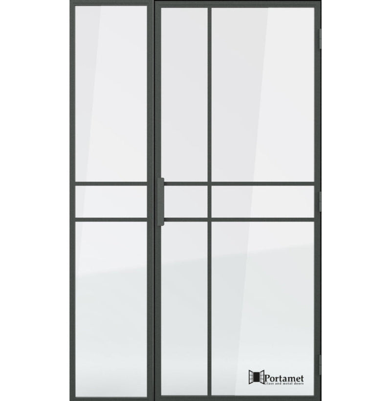 Portamet by Sfarzo - Paris Classic Steel Glazed Crittal Style Door with a Fixel Panel