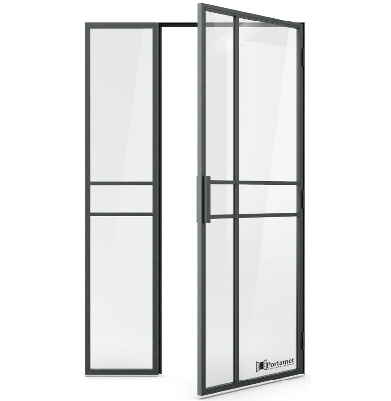 Portamet by Sfarzo - Paris Classic Steel Glazed Crittal Style Door with a Fixel Panel