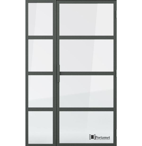 Portamet by Sfarzo - Roma Classic Steel Glazed Crittal Style Door with a Fixel Panel